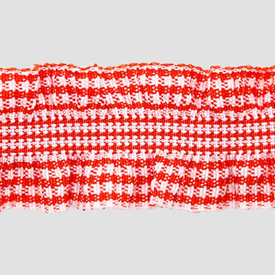 フリルバンドチェックリボン 5色 幅25㎜ 長さ9M