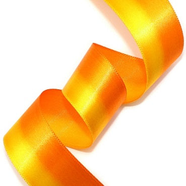 #07 orange&yellow 2色グラデーション 片面有光サテン 幅15/25㎜ 長さ22M