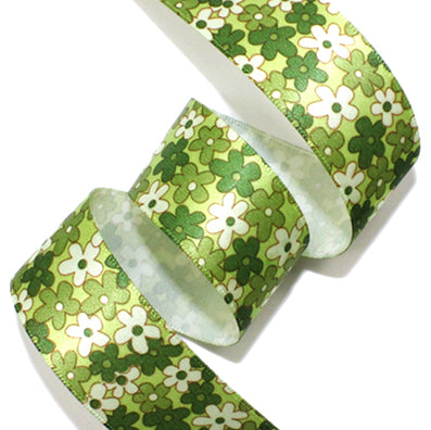 #04 khaki コスモスプリントサテン 幅25㎜ 長さ14M