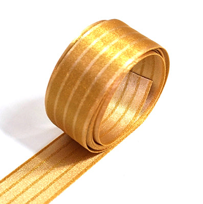 #08 gold 両面ストライプサテン 幅15/25㎜ 長さ27M