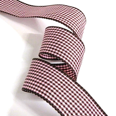 #04 brown/pink 小紋チェックリボン 幅15/25㎜ 長さ45M