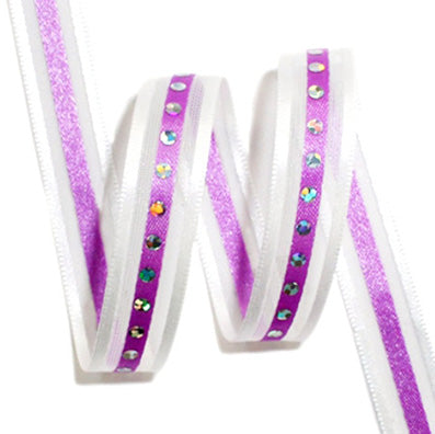 #21 white-violet スパングルオーガンジー 幅12㎜ 長さ14M