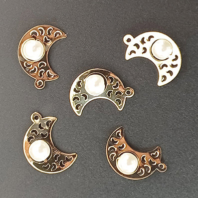 Moon and Pearl gold 24x12㎜ 10/50個