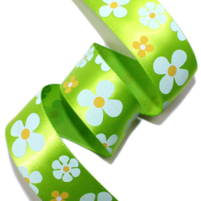 #06 yellow green コスモスプリントサテンⅡ 幅15/25㎜ 長さ14M