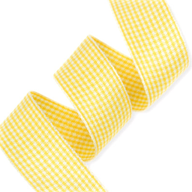 #10 yellow/cream 小紋チェックリボン 幅15/25㎜ 長さ45M