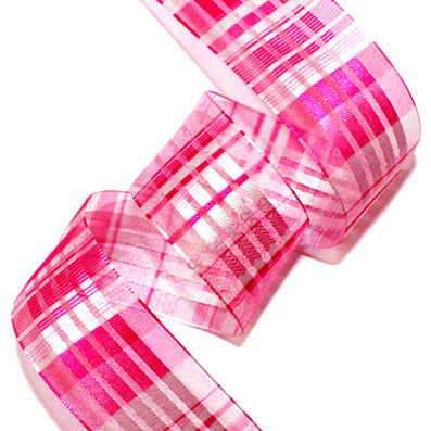 #04 cherry チェックオーガンジーリボン 幅16/26/36㎜ 長さ21M