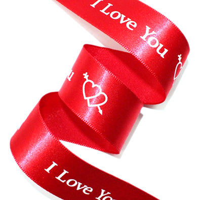 I Love You 有光サテン red 幅15/25㎜ 長さ13M