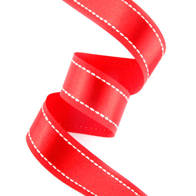 #18 red サテン片面ステッチ 幅25㎜ 長さ14M