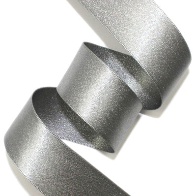 #09 deep gray 両面シルバーパールサテン 幅10㎜ 長さ36M
