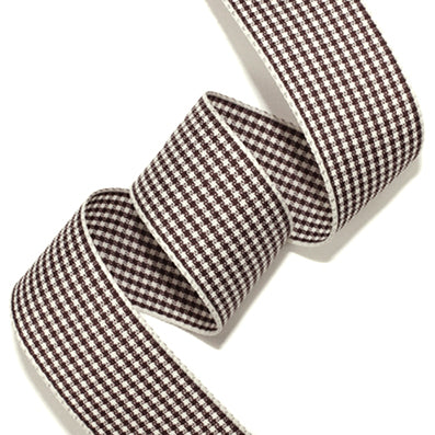 #13 brown/cream 小紋チェックリボン 幅15/25㎜ 長さ45M