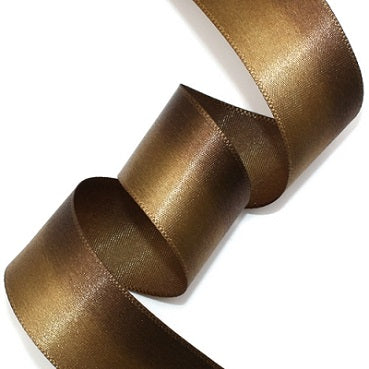 #26 light brown&brown 2色グラデーション 片面有光サテン 幅15/25㎜ 長さ22M
