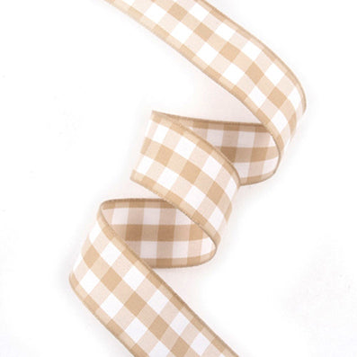 #03 beige ベーシックチェックリボン 幅25㎜ 長さ14M