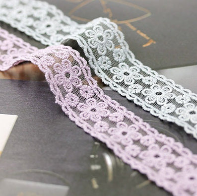 KTC096 花柄刺繍レース 5色 幅25㎜ 長さ9M – ribel