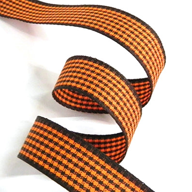 #03 brown/orange 小紋チェックリボン 幅15/25㎜ 長さ45M