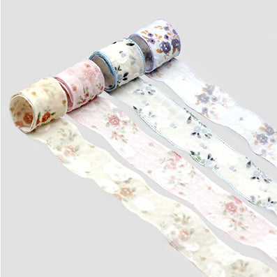 フラワーラバーファブリックリボン 4色 幅25/50㎜ 長さ9M
