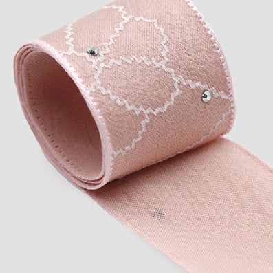 ビーズフラワーリボン 4色 幅25/50㎜ 長さ9M