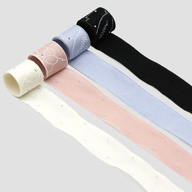 ビーズフラワーリボン 4色 幅25/50㎜ 長さ9M