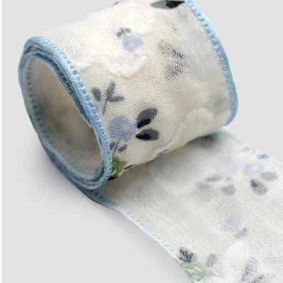 フラワーラバーファブリックリボン 4色 幅25/50㎜ 長さ9M