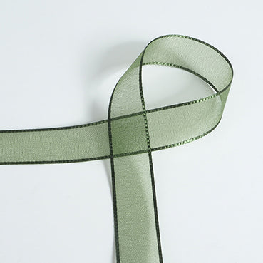 #16 松葉色(まつばいろ) パールオーガンジー 幅15/25/38ｍｍ 長さ45M