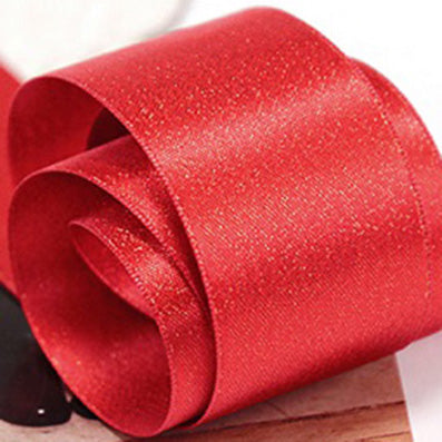 #235 両面ゴールドパールサテン Poppy red 幅9/16/22/38㎜ 長さ22/90M