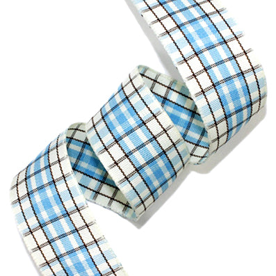 #04 sky クラシックチェックリボン 幅15/25㎜ 長さ14M