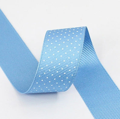 #28 deep skyblue/white ミニドットプリントグログラン 幅5/15/25㎜ 長さ22/90M