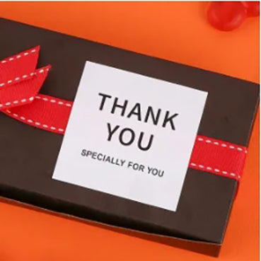正方形Thank you ステッカー 2色 60x60㎜ 2個綴り 5枚