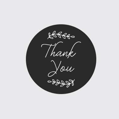 円形Thank you ステッカー black 直径35㎜ 9個綴り 7枚