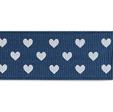 #27 light navy ハートプリントグログラン 幅15/25㎜ 長さ22M