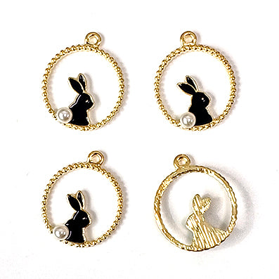 Rabbit and Pearl 28x23㎜ 10/50個
