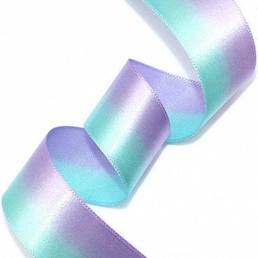 #22 water&purple 2色グラデーション 片面有光サテン 幅15/25㎜ 長さ22M