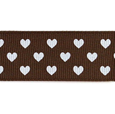 #19 brown ハートプリントグログラン 幅15/25㎜ 長さ22M