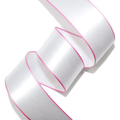 #24 white-pink ラインサテン 幅5/10/15/25/40㎜ 長さ18/22M