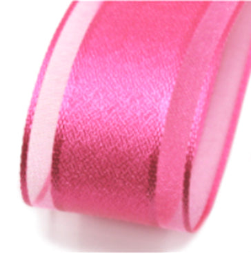 #06 hot pink Newメタルオーガンジー 幅15ｍｍ 長さ45M