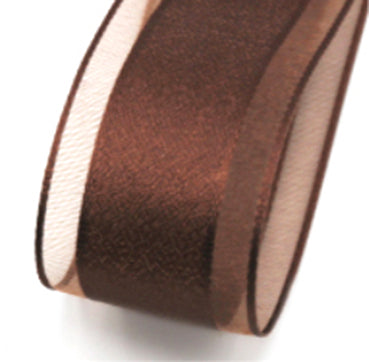 #16 brown Newメタルオーガンジー 幅25ｍｍ 長さ45M
