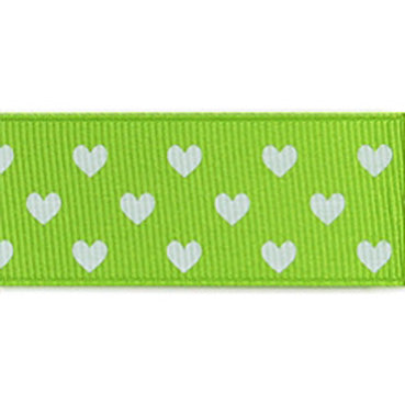 #07 yellow green ハートプリントグログラン 幅15/25㎜ 長さ22M