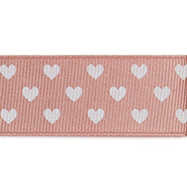 #13 redbean pink ハートプリントグログラン 幅15/25㎜ 長さ22M
