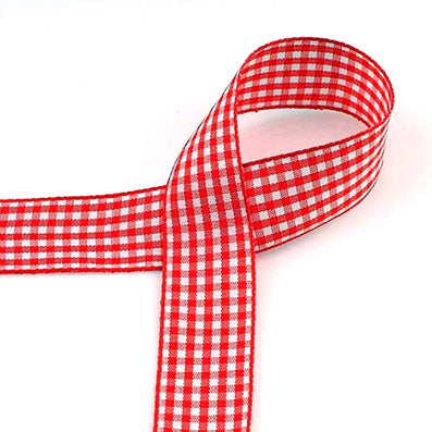 #02 red チェックリボン 幅15/25㎜ 長さ45M