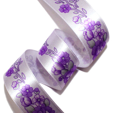 #04 light violet ローズプリントサテン 幅25㎜ 長さ22M