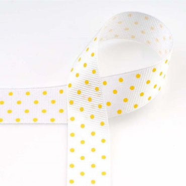 ドット プリントグログラン White/Yellow 幅15/25㎜ 長さ22M