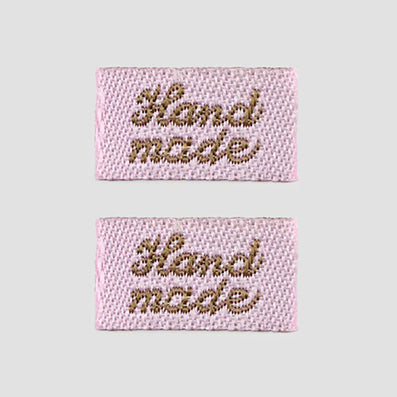 ピンクベージュhandmadeラベル 20×10㎜ 10/30個