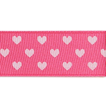 #14 hot pink ハートプリントグログラン 幅15/25㎜ 長さ22M