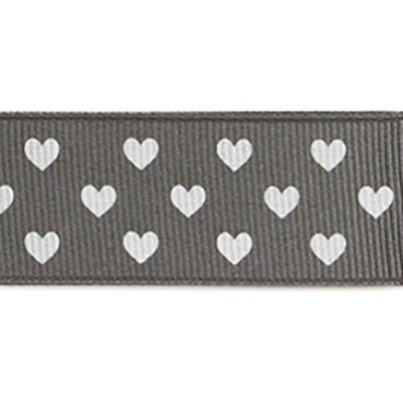 #30 deep gray ハートプリントグログラン 幅15/25㎜ 長さ22M