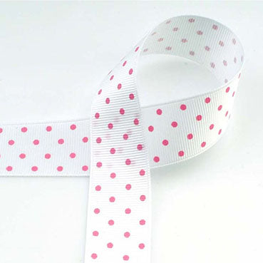 ドット プリントグログラン White/Pink 幅15/25㎜ 長さ22M
