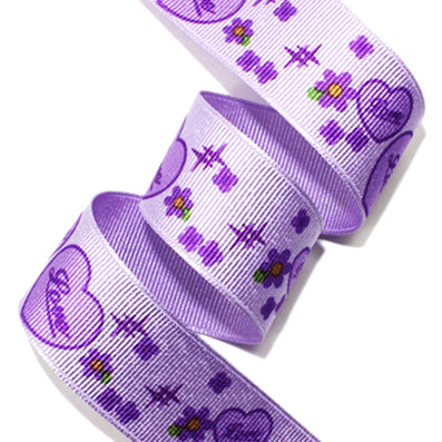 #10 light violet ラブハートプリントグログラン 幅15/25㎜ 長さ22M
