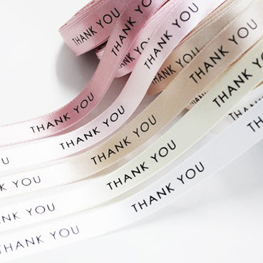 THANK YOU リボン 黒文字5色 幅15㎜ 長さ45M
