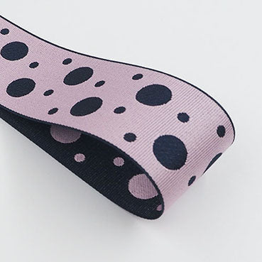 #27 ネイビー＆ピンク ミックスドットジャカード 幅25/40㎜ 長さ18M