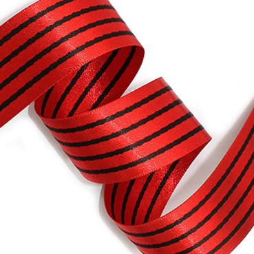 #27 red&black サテンストライプ 幅15/25㎜ 長さ22M