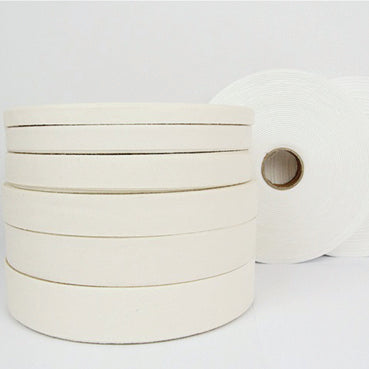 無地コットンリボン White ivory 幅10/15/20/25/30/35/40㎜ 長さ45/90M