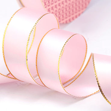 #117 桜色(さくらいろ) サテンゴールドステッチ 幅9/16/22/38㎜ 長さ22/90M